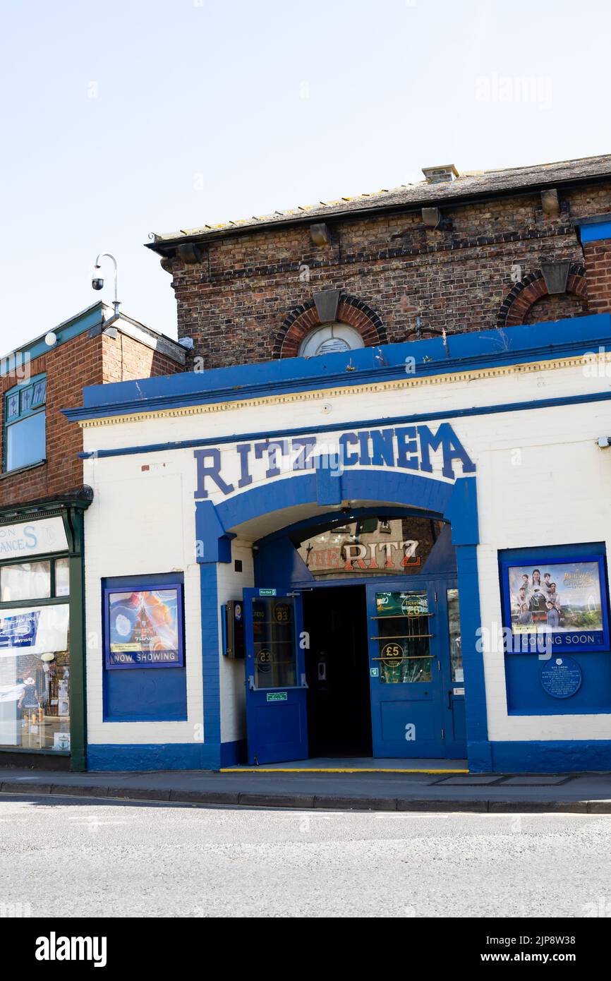 The historic Ritz cinema, in use since 1912, the longest running independent cinema.  Westgate, Thirsk, North Yorkshire, England. Stock Photo