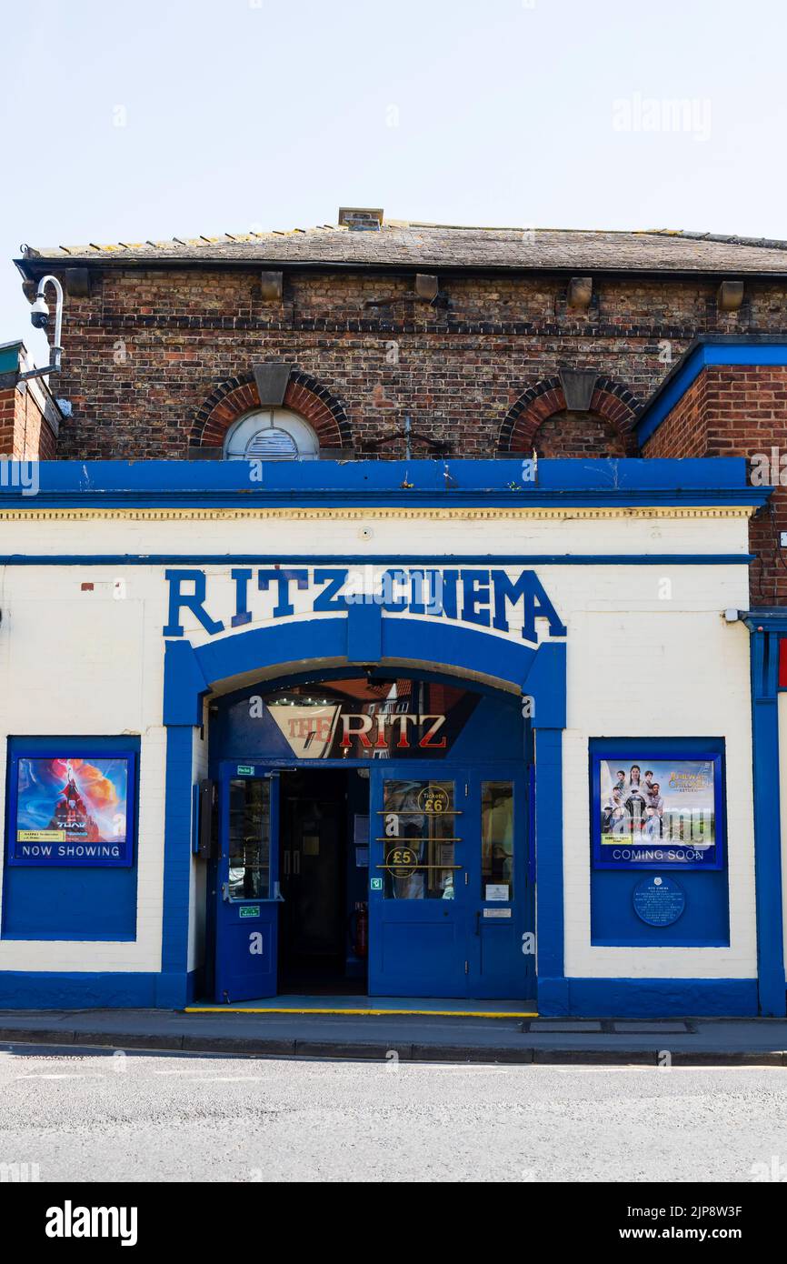 The historic Ritz cinema, in use since 1912, the longest running independent cinema.  Westgate, Thirsk, North Yorkshire, England. Stock Photo