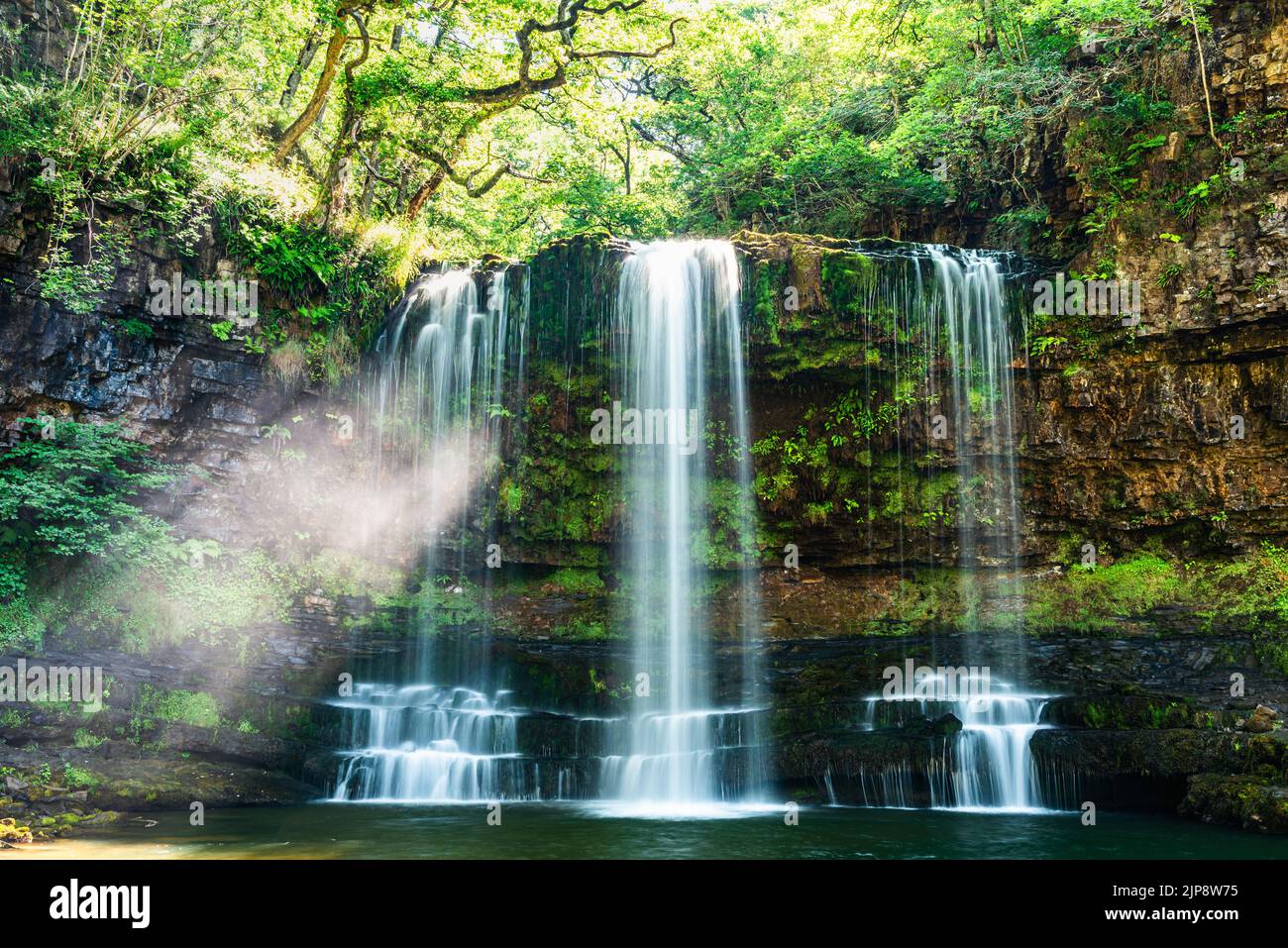 Sgwd Yr Eira Waterfall, Four Waterfalls Walk, Brecon Beacons, Wales, England Stock Photo