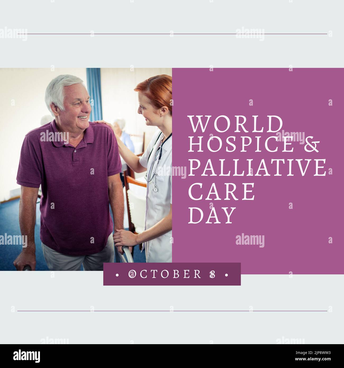 Composition of world hospice and palliative care day text over ...