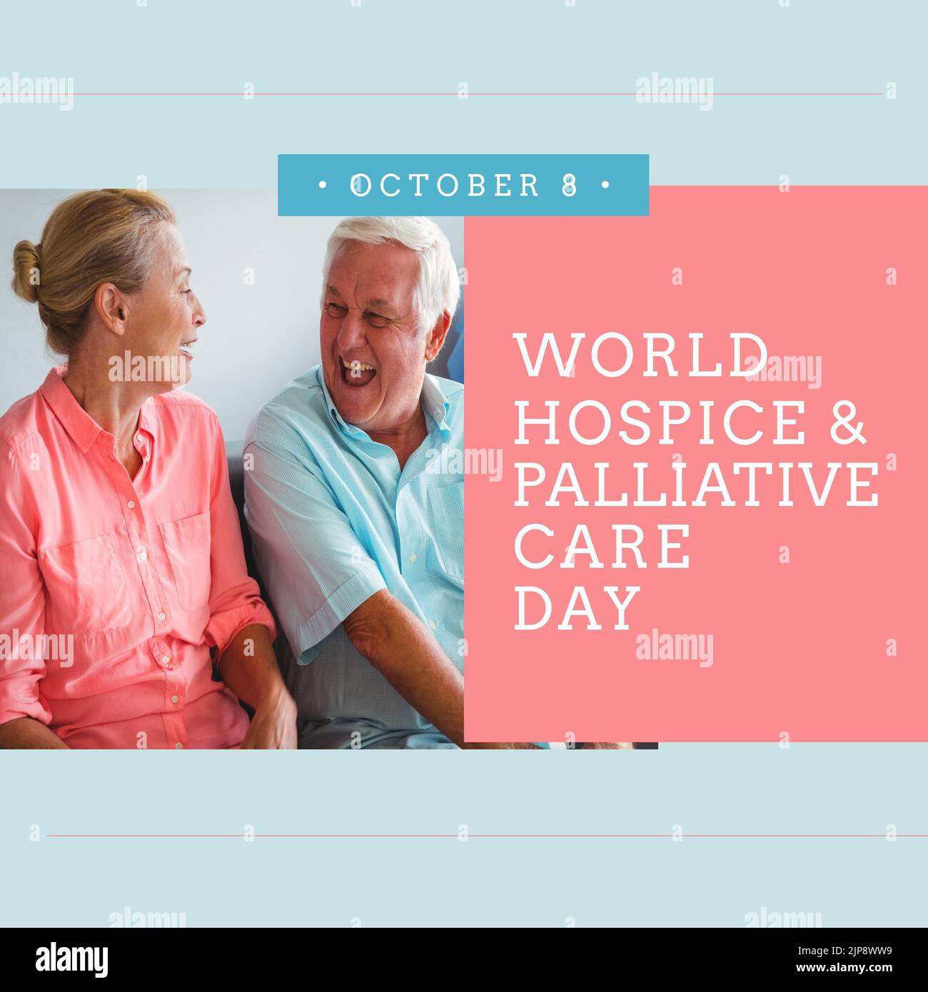 Composition of world hospice and palliative care day text over senior ...