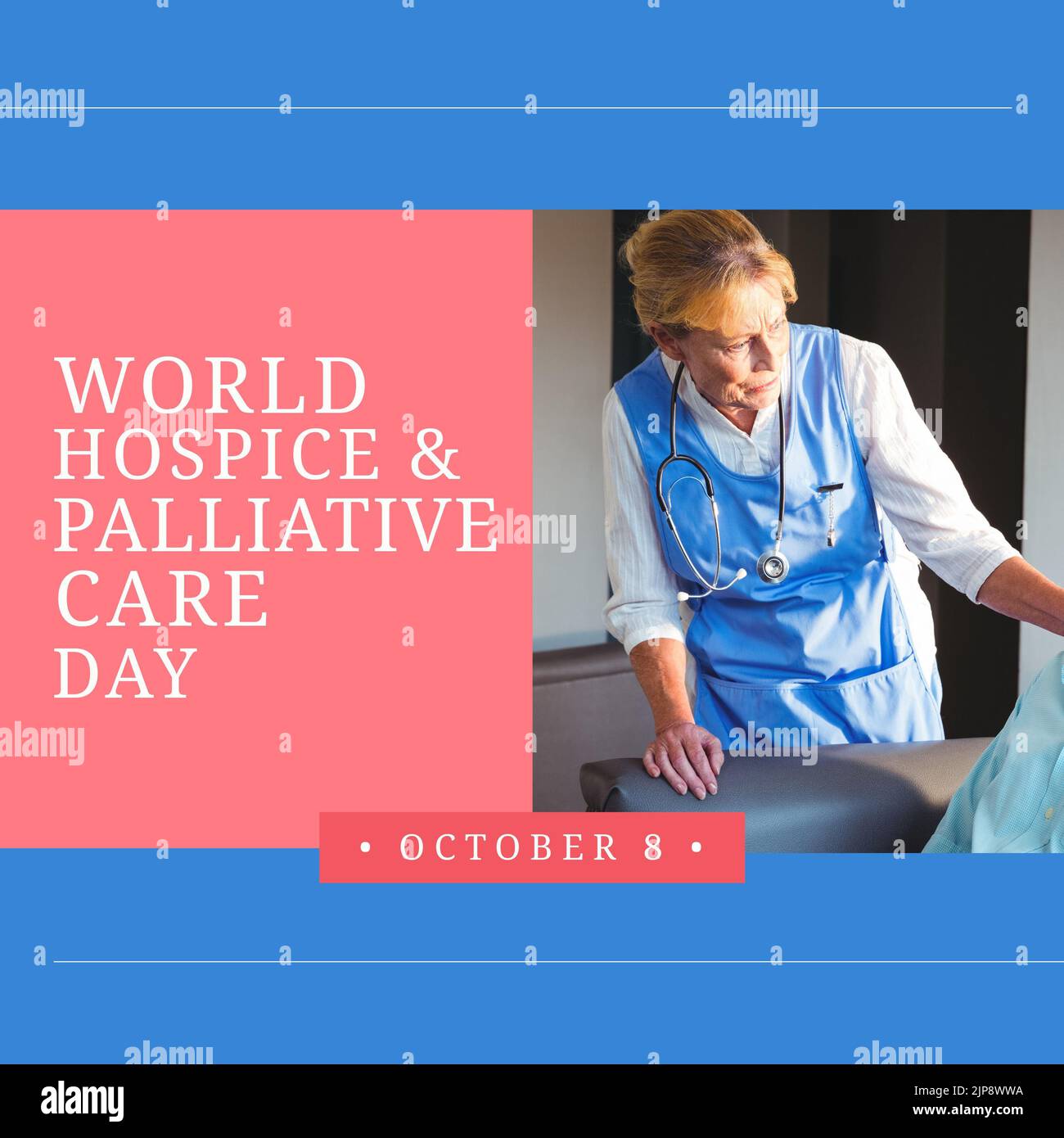 Composition of world hospice and palliative care day text over ...