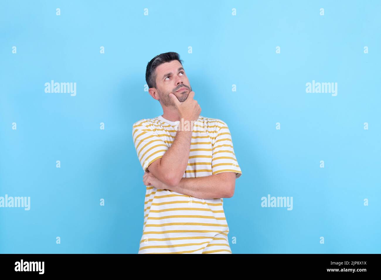 Pensive man look copy hi-res stock photography and images - Alamy