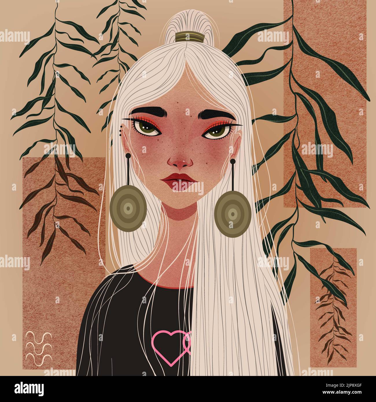 woman, plant, illustration, drawing, female, ladies, lady, women