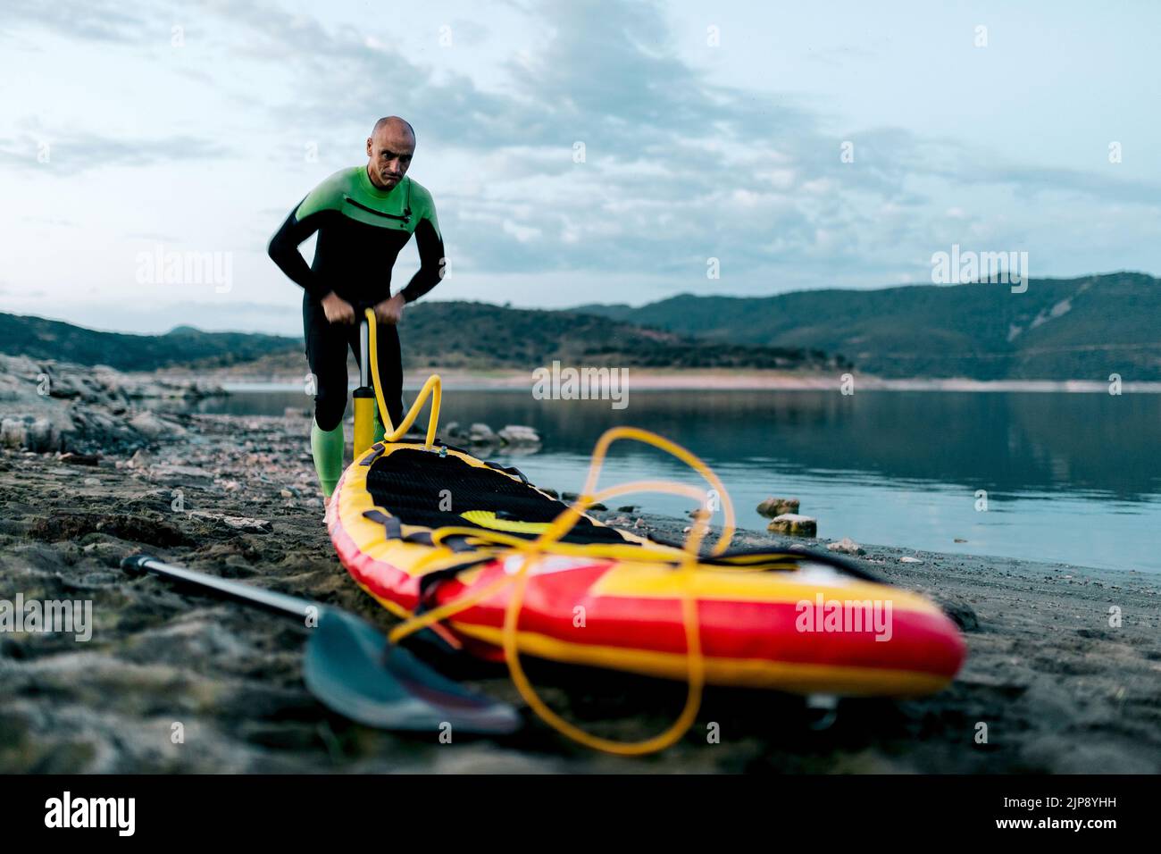 inflate, stand up paddling, paddleboard, inflates Stock Photo