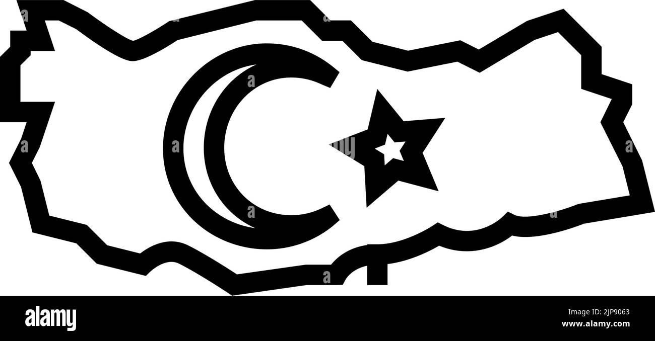 turkey country map flag line icon vector illustration Stock Vector