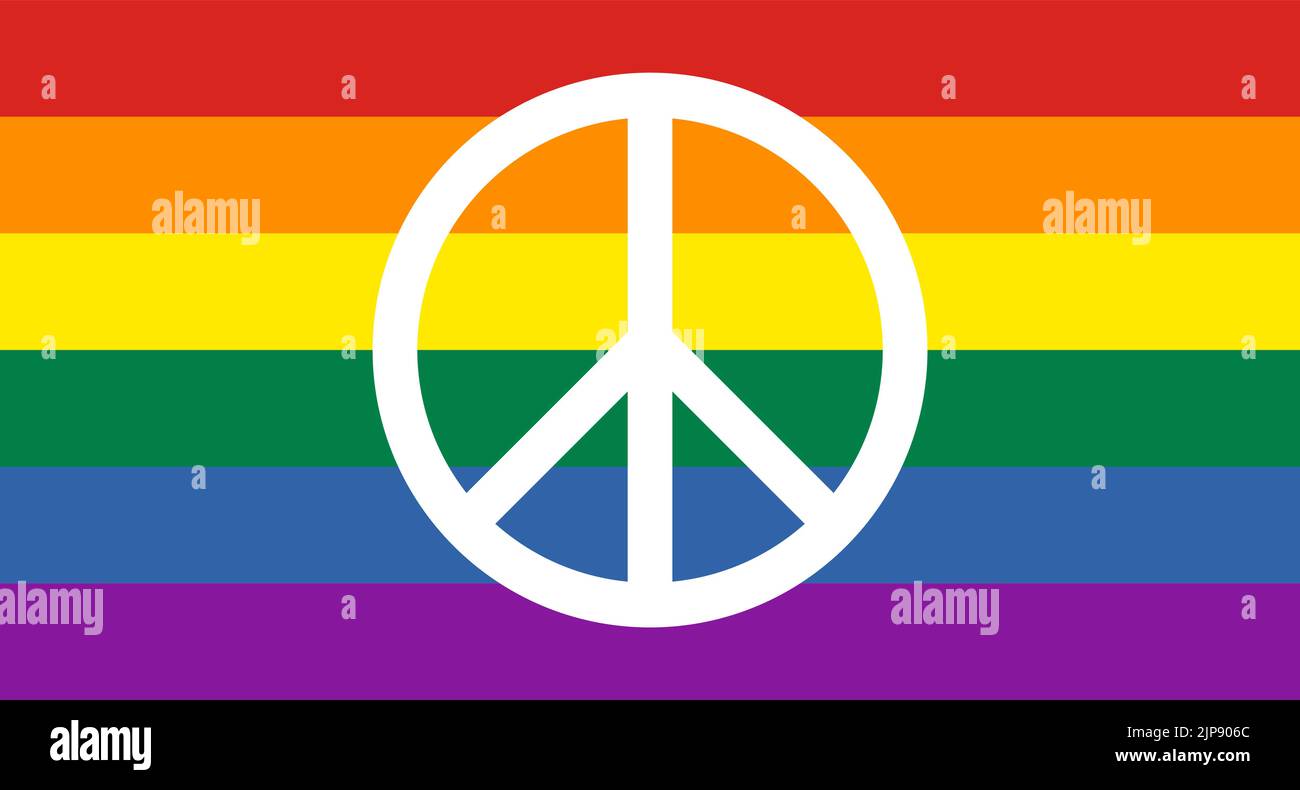 Pride flag background with peace symbol inside. Vector illustration Stock Vector