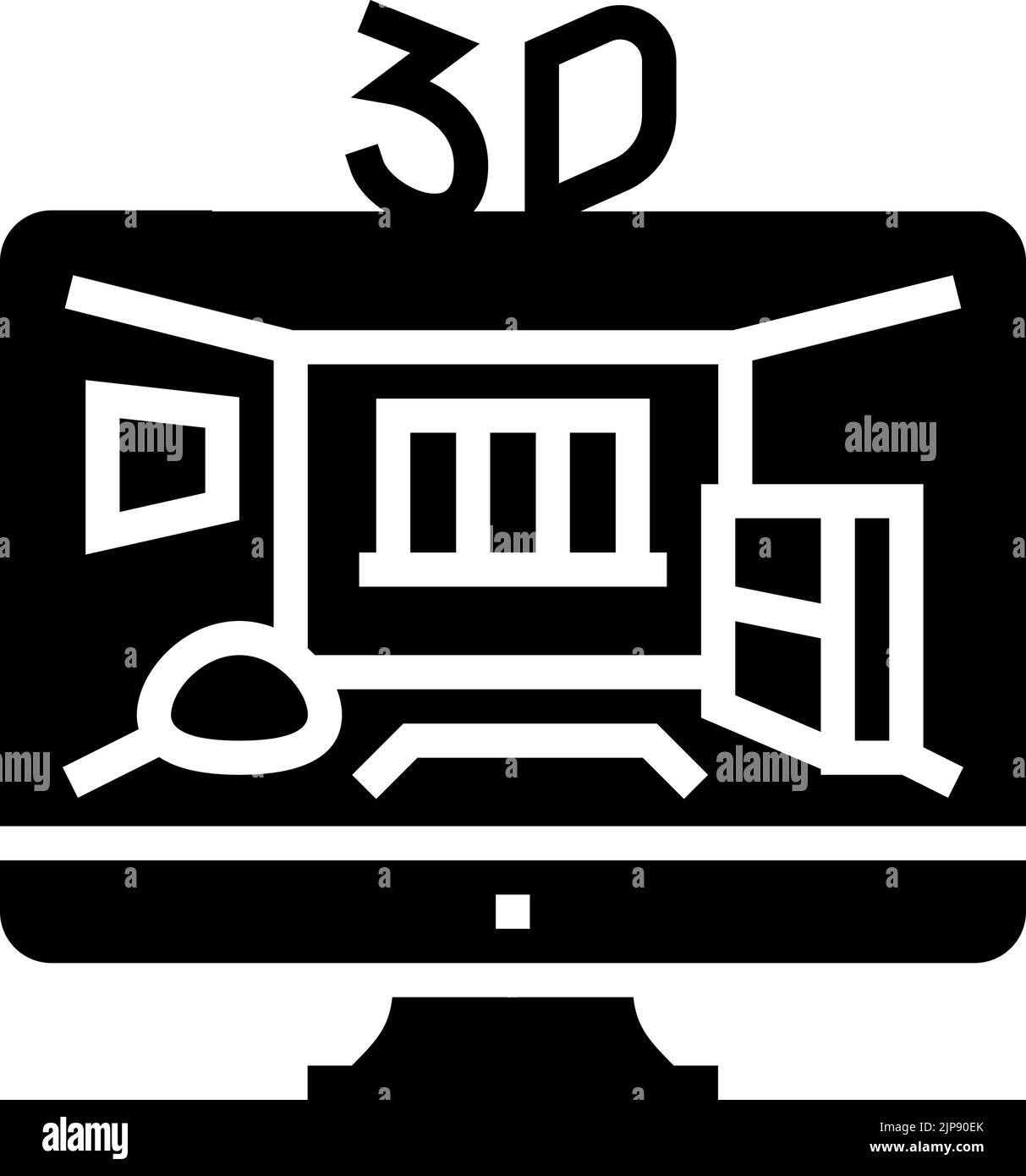 3d sketching interior design home glyph icon vector illustration Stock ...
