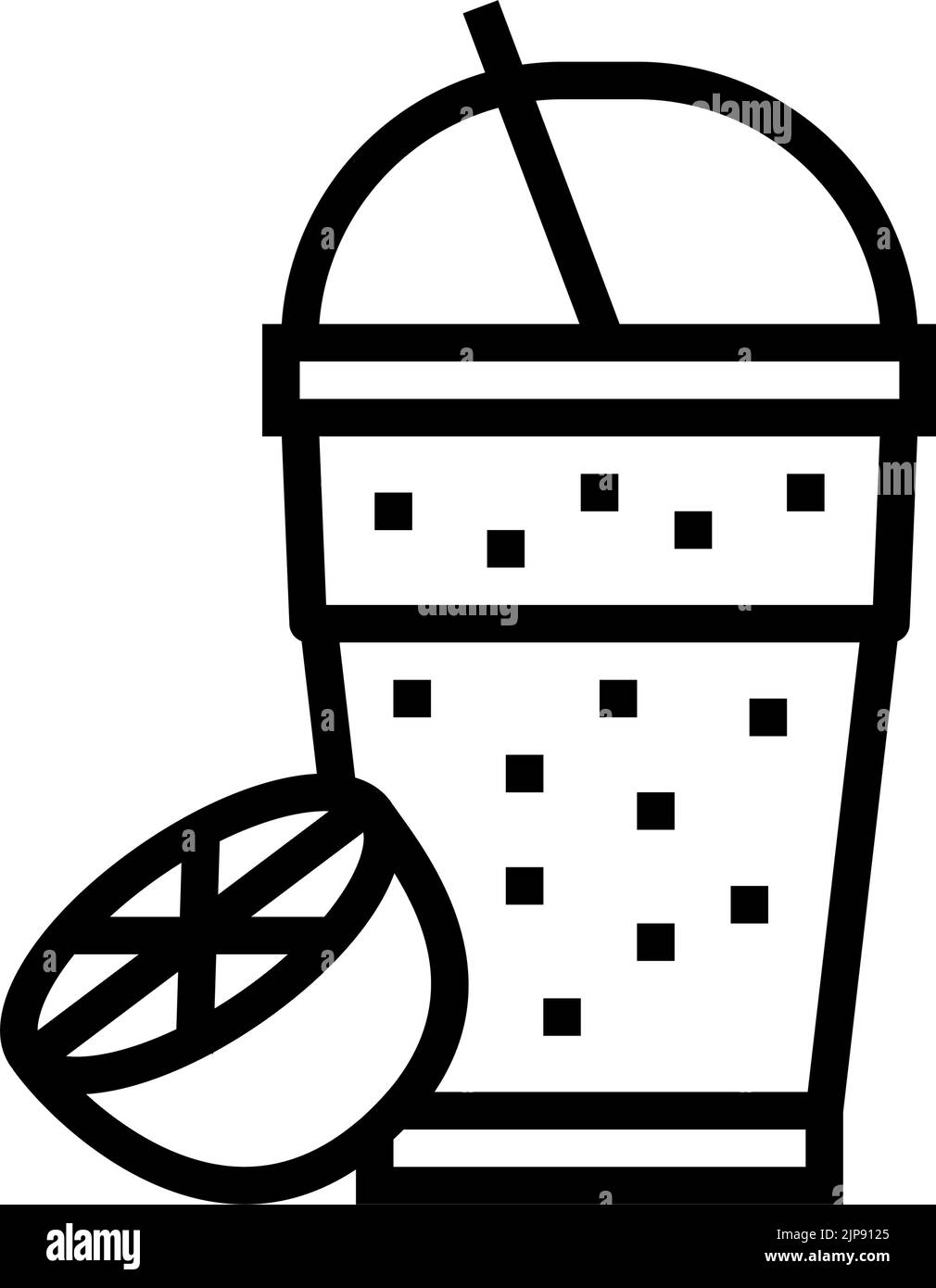 orange juice smoothie fruit juice food line icon vector illustration ...