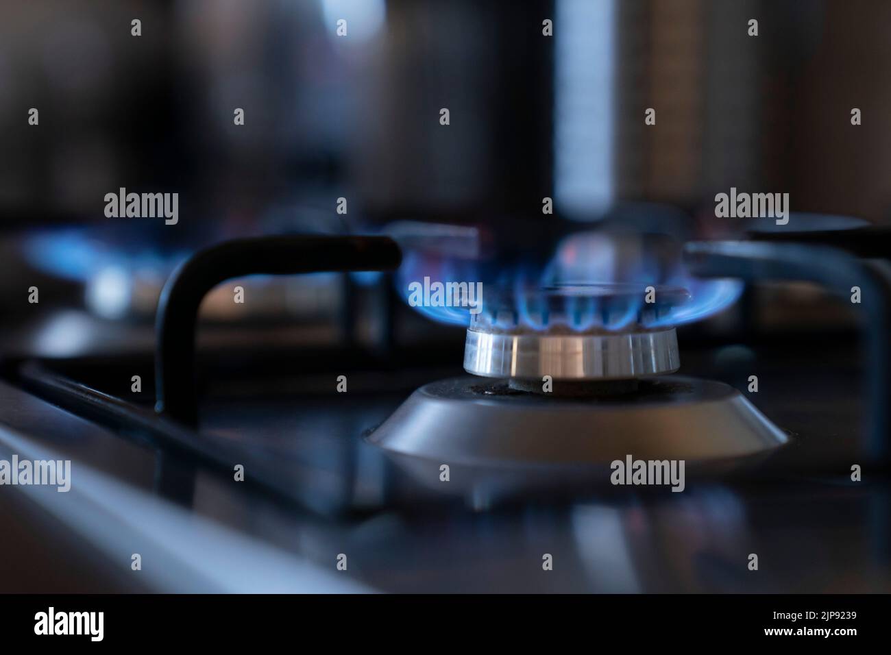 Brussels, Britain. 17th Mar, 2022. A burning ring on a gas cooker is seen in Manchester, Britain, March 17, 2022. Credit: Jon Super/Xinhua/Alamy Live News Stock Photo