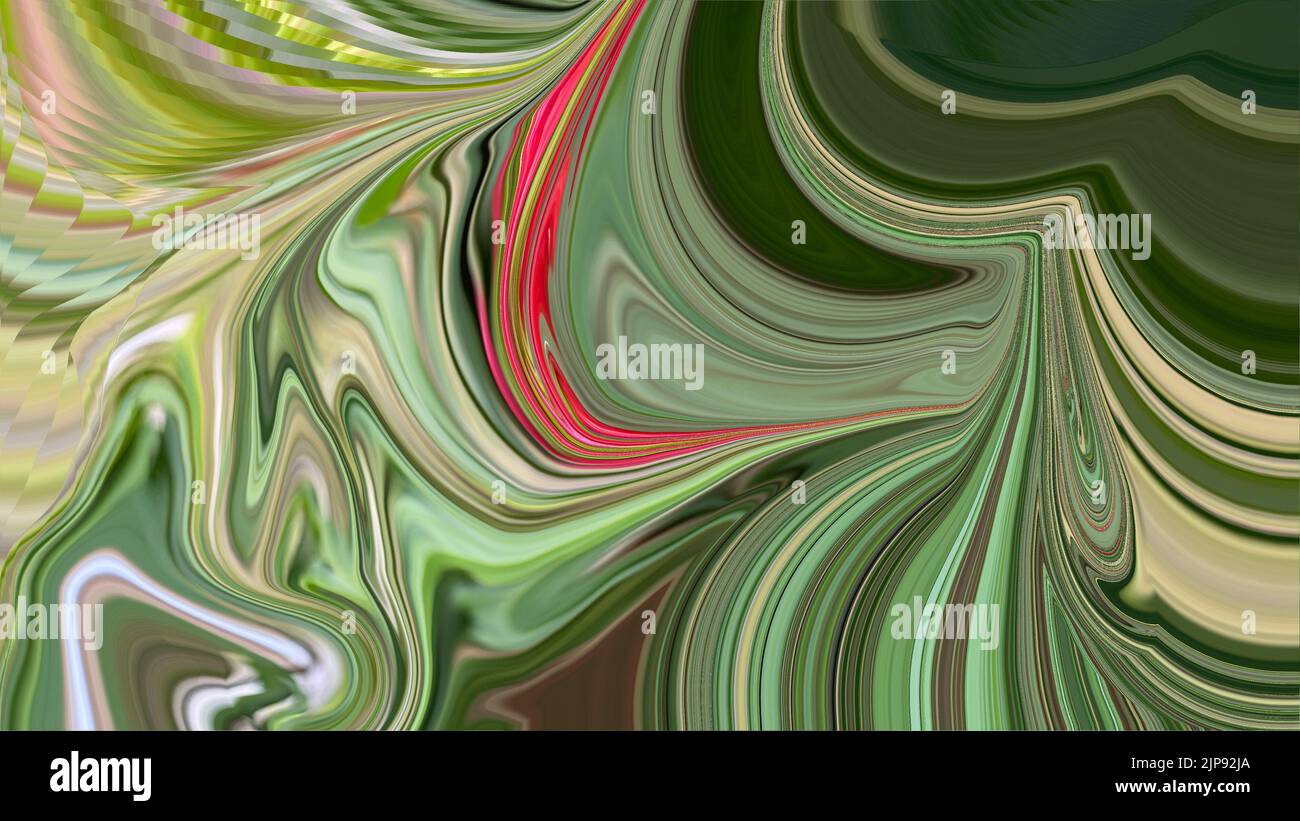 An illustration of abstract mixed liquid colors in different green ...