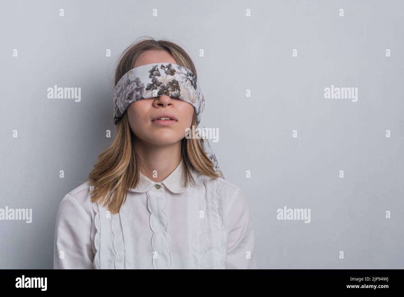 Stock Photo - Blindfolded woman  Blindfold, Stock photos, Art reference  photos