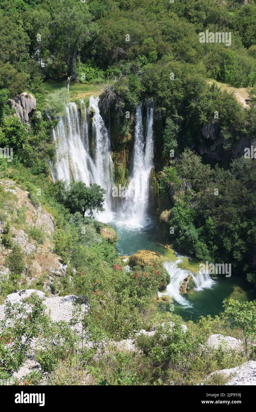 Beautiful view of waterfall on Krka river and surrounding natural habitat, National park Krka, Croatia Stock Photo