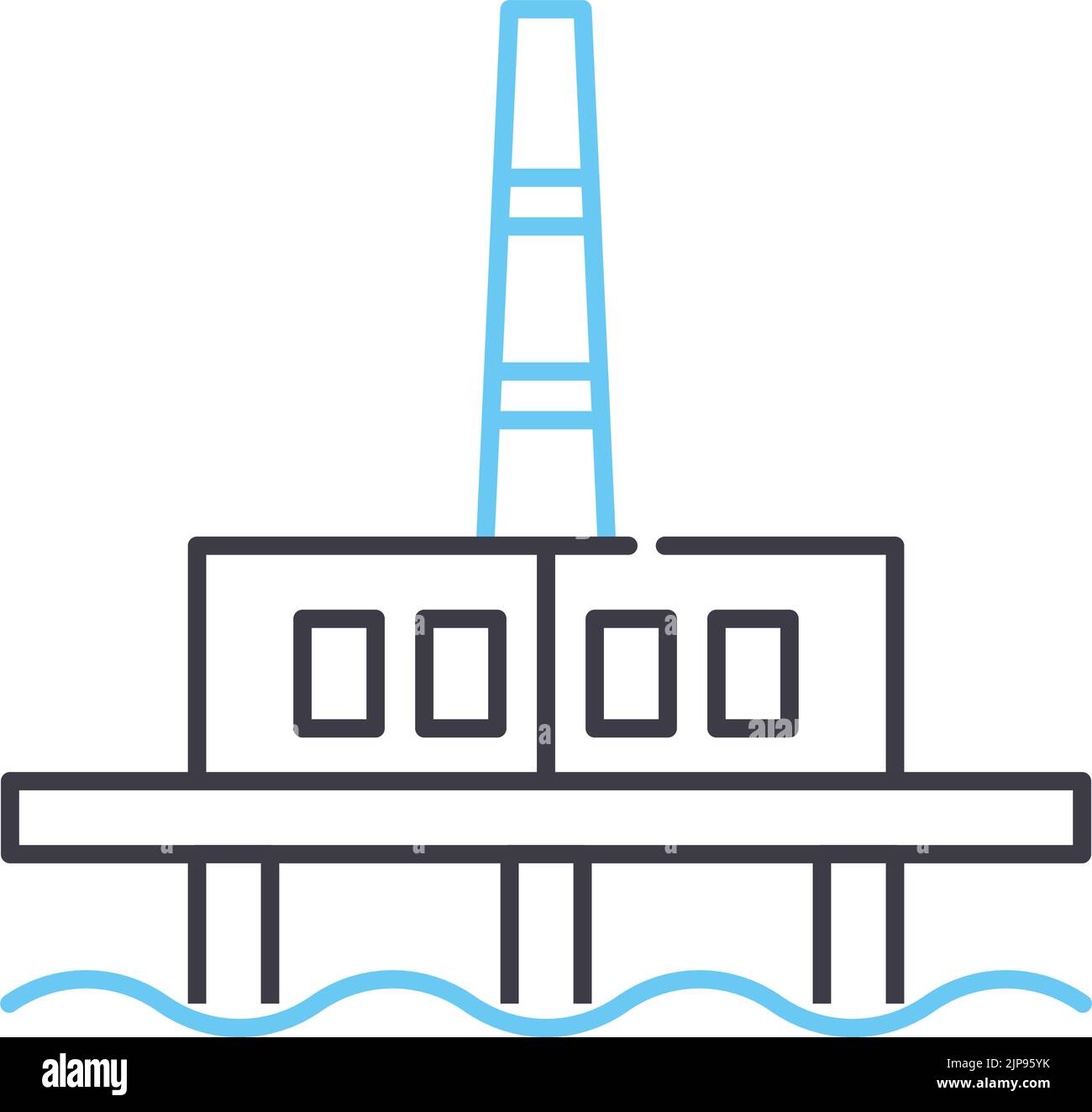 offshore oil platform line icon, outline symbol, vector illustration, concept sign Stock Vector