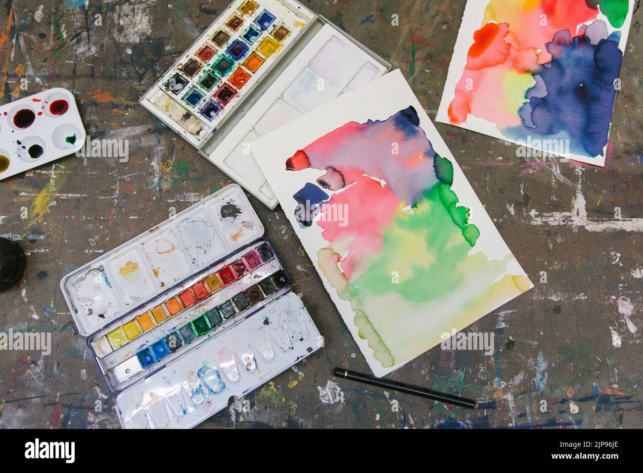 painting equipment, watercolor, painting equipments, watercolors Stock