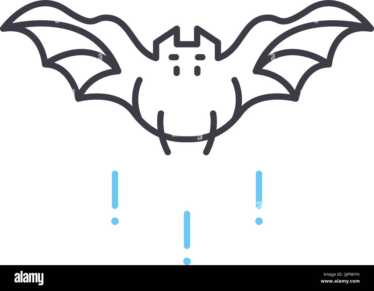 halloween bat line icon, outline symbol, vector illustration, concept sign Stock Vector