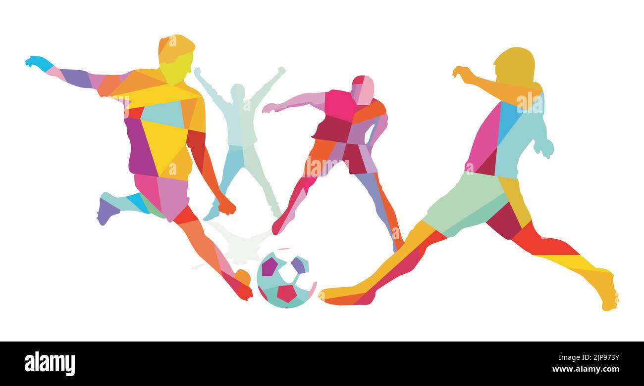 Soccer players on the field, illustration Stock Vector