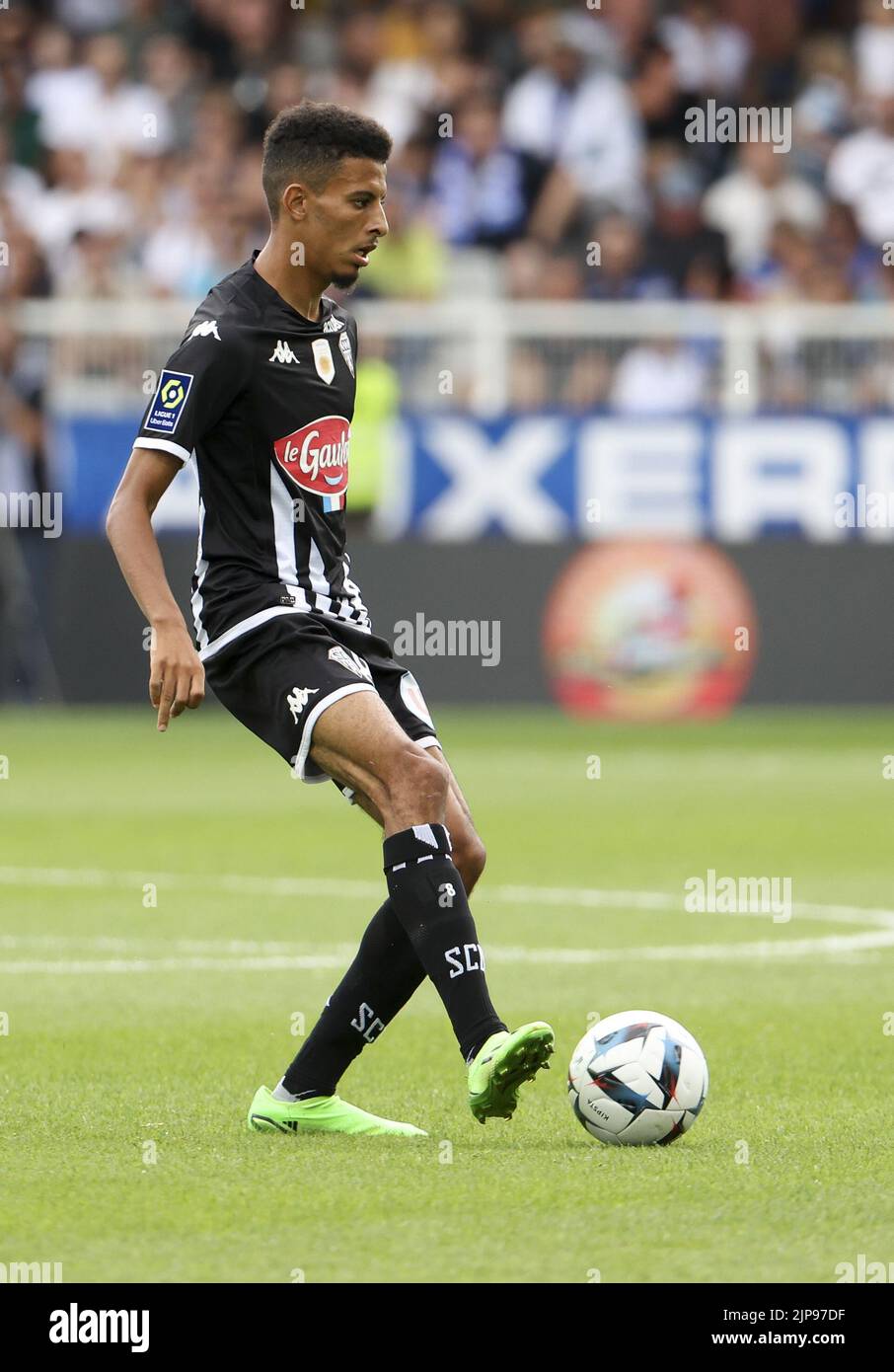 Azzedine Ounahi of Angers during the French championship Ligue 1 football match between AJ Auxerre (AJA) and Angers SCO on August 14, 2022 at Stade Abbe Deschamps in Auxerre, France - Photo: Jean Catuffe/DPPI/LiveMedia Stock Photo