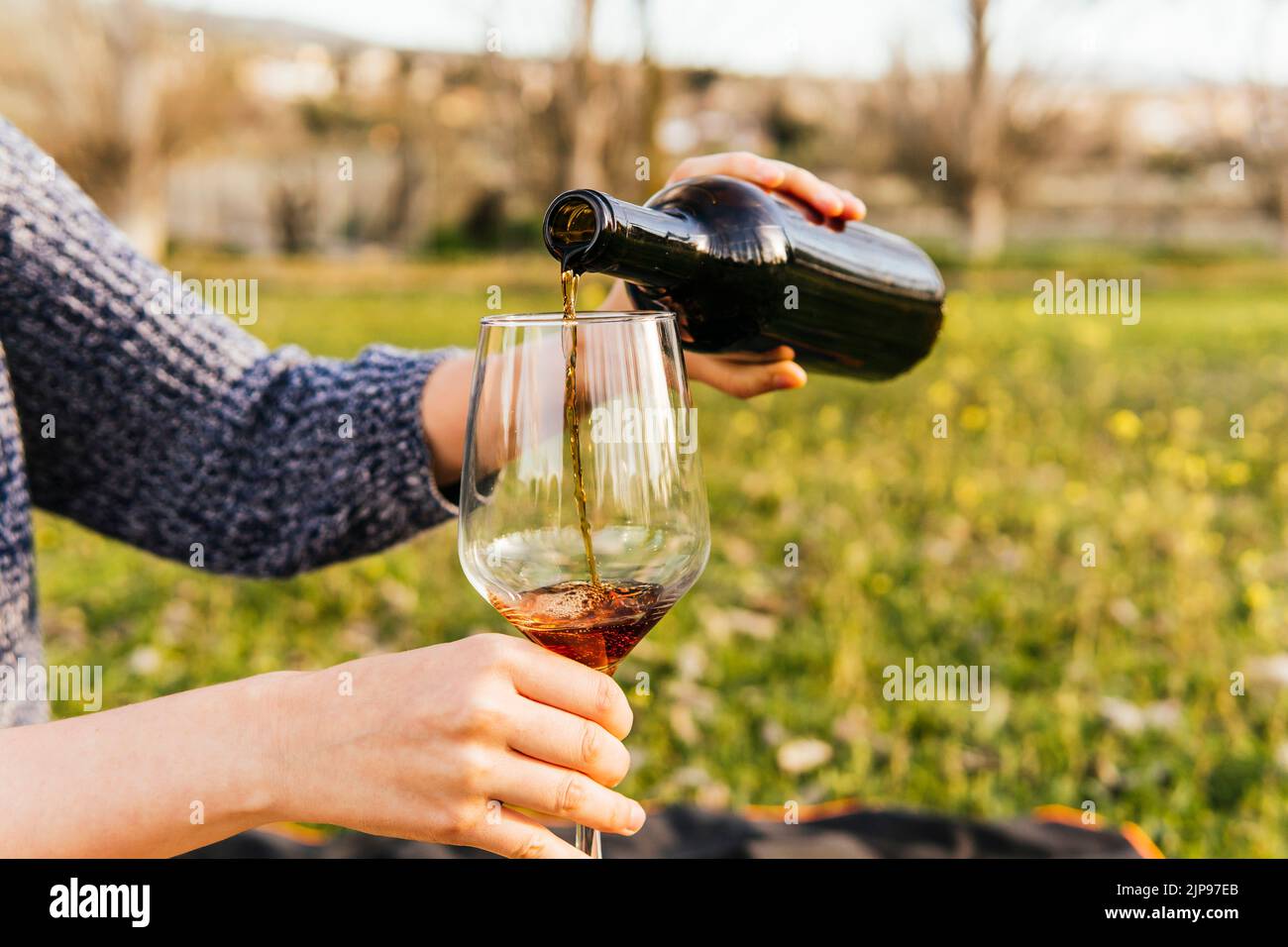 wine, pouring, wine glass, picnic, wines, glas ware, picnics Stock Photo Alamy