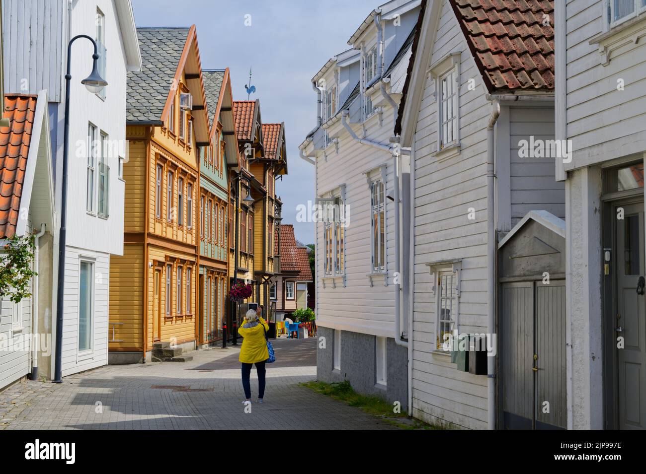 Egersund Norway historical street and house in Europe nordic Stock Photo