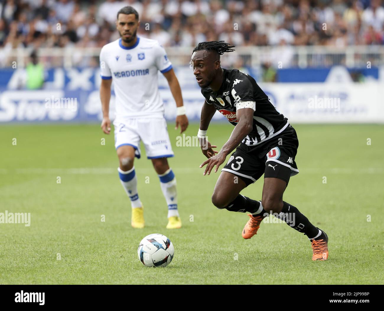 Souleyman Doumbia of Angers during the French championship Ligue 1 football match between AJ Auxerre (AJA) and Angers SCO on August 14, 2022 at Stade Abbe Deschamps in Auxerre, France - Photo: Jean Catuffe/DPPI/LiveMedia Stock Photo