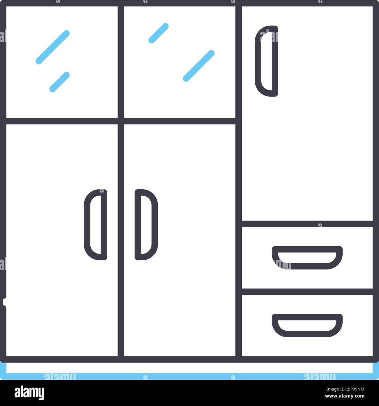 wardrobe line icon, outline symbol, vector illustration, concept sign ...