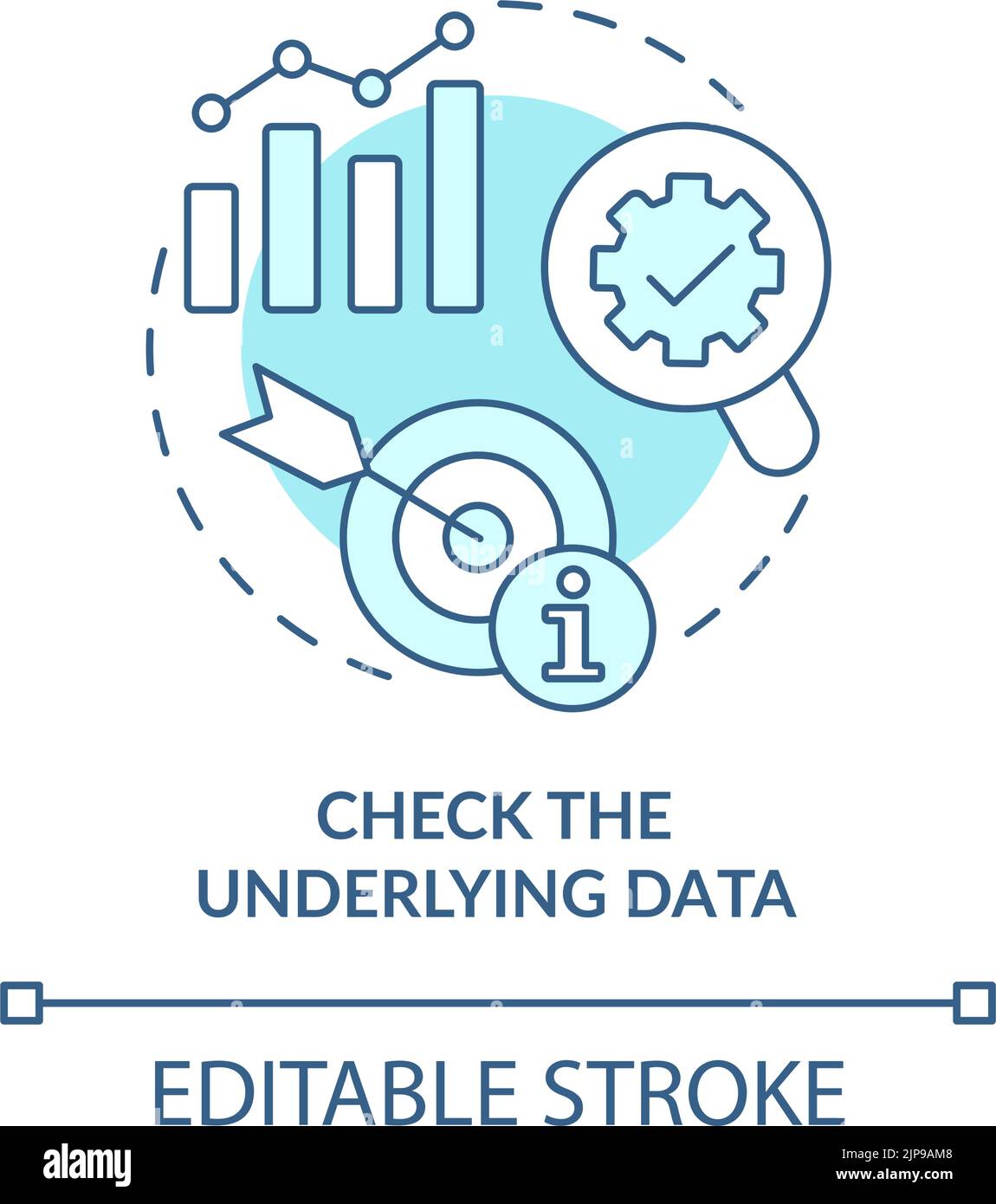 Check underlying data turquoise concept icon Stock Vector