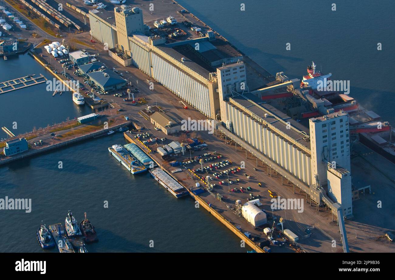The Bunge Grain silo in Quebec city is pictured in this aerial photo November 11, 2009. Stock Photo