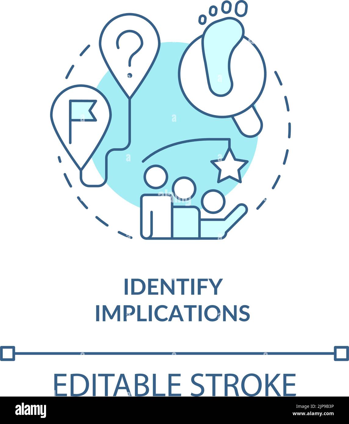 Identify implications turquoise concept icon Stock Vector