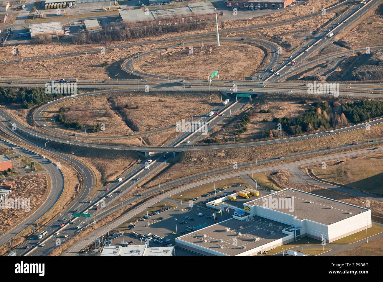 Highways exchanges in Quebec city is pictured in this aerial photo November 11, 2009. Stock Photo