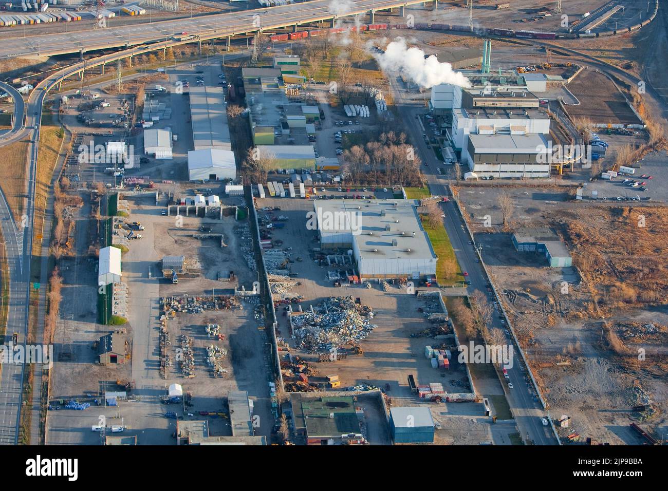 Quebec city incinerator and various recycling companies are pictured in this aerial photo November 11, 2009. Stock Photo