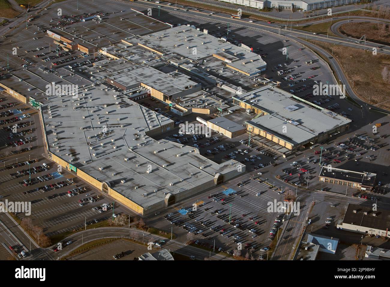 Place Fleur de Lys shopping Mall in Quebec city is pictured in this aerial photo November 11, 2009. Managed by Oxford Properties, Place Fleur de Lys is the third largest shopping mall in Quebec City and the largest among all malls in the city with one floor. Stock Photo
