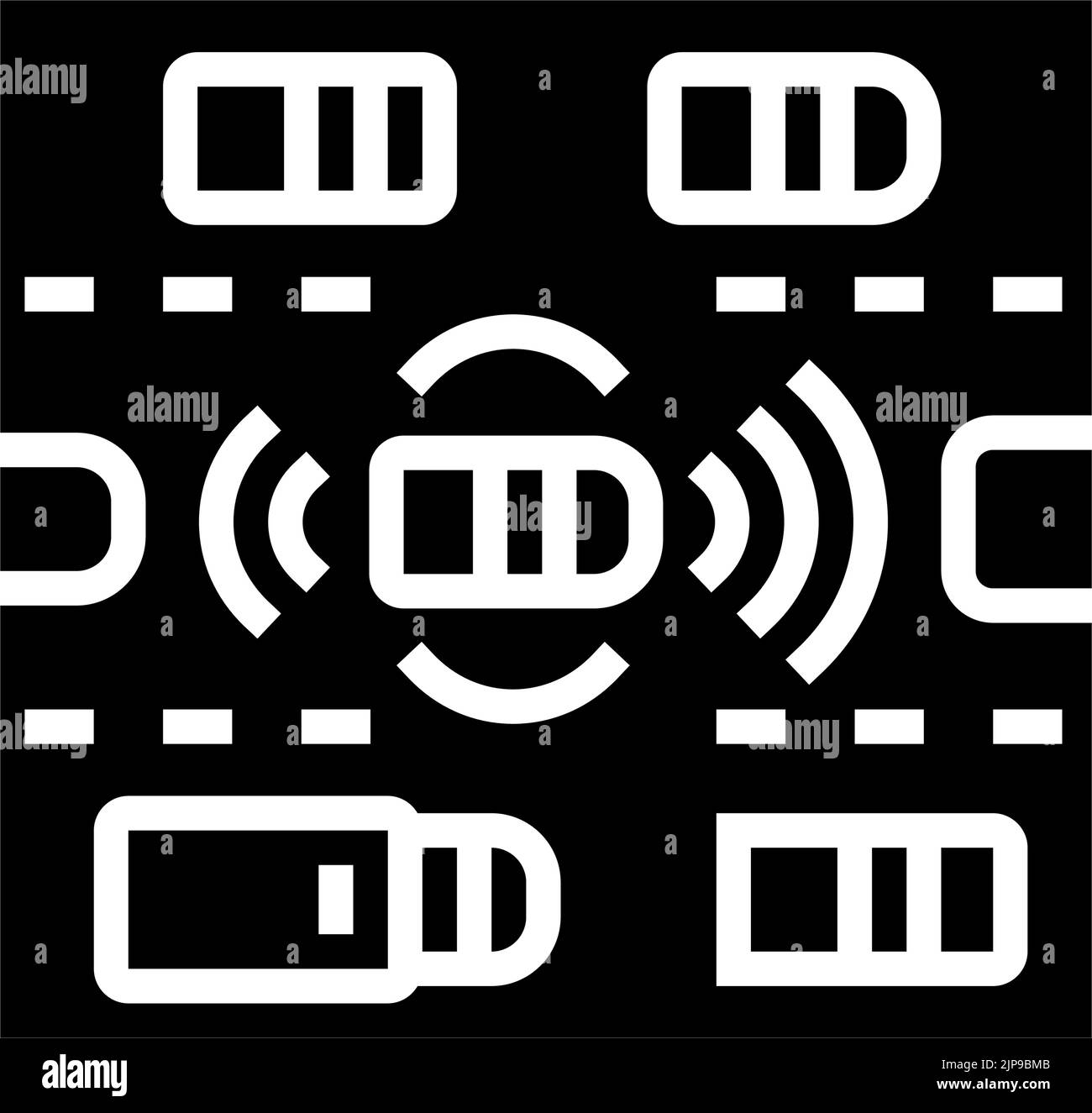 road sensing self vehicle glyph icon vector illustration Stock Vector ...