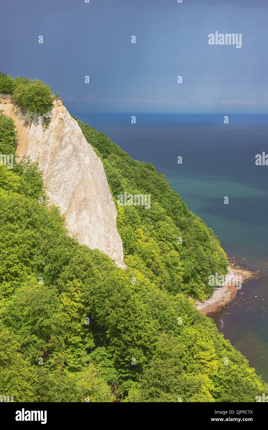 Rain shower approaching the Konigsstuhl on the island of Rugen Stock ...