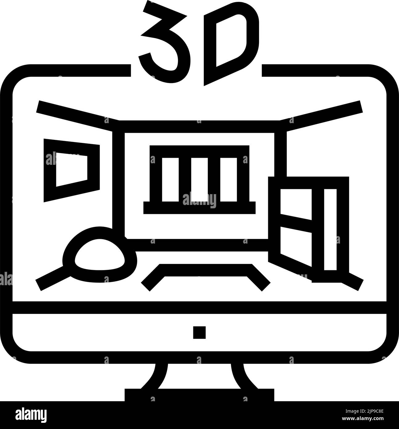3d sketching interior design home line icon vector illustration Stock ...