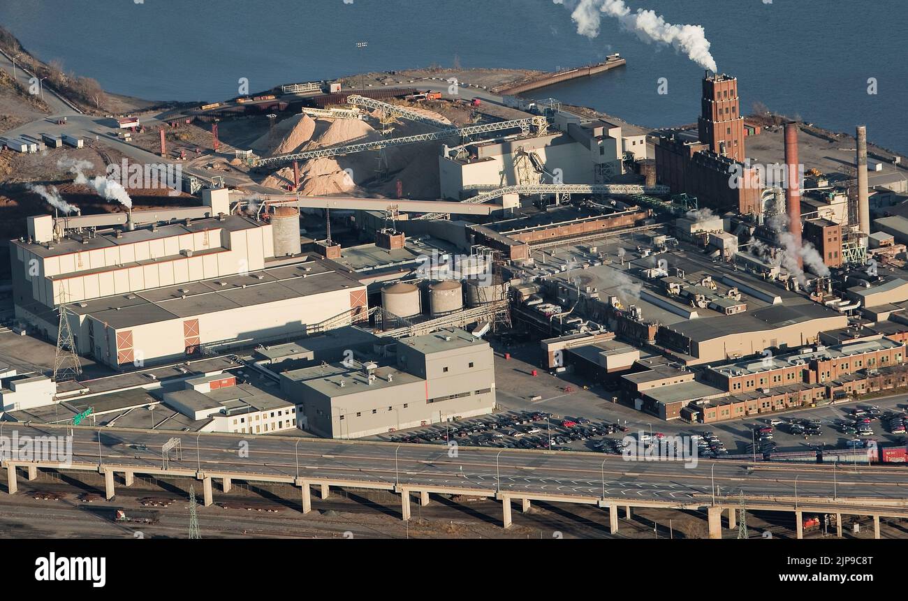 Papiers Stadacona paper mill in Quebec city is pictured in this aerial photo November 11, 2009. Owned by White Birch Paper, the five paper machines at Stadacona have the capability of producing more than 400,000 tons of newsprint, 80,000 tons of directory stock and 45,000 tons of paperboard packaging and multi-ply uncoated specialty grade paper. Stock Photo