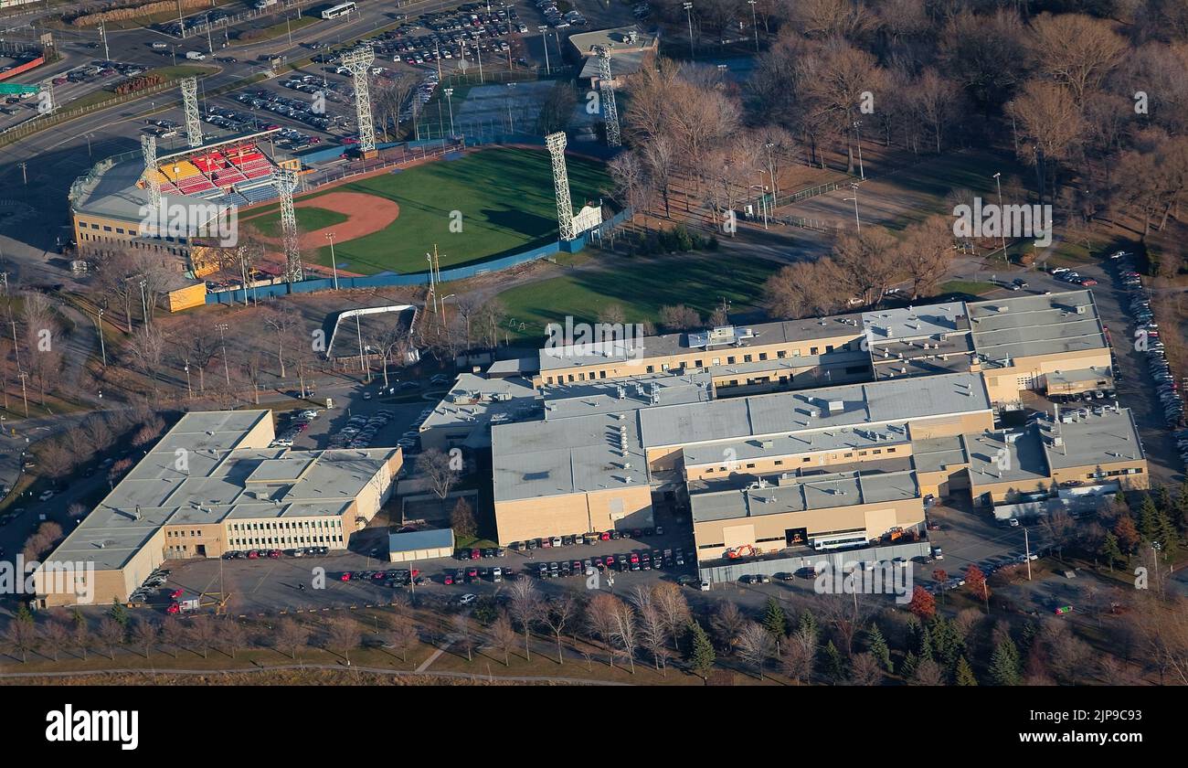 Centres de formation Wilbrod-Behrer and the ecole secondaire Cardinal-Roy in Quebec city is pictured in this aerial photo November 11, 2009. In this picture can be seen. Stock Photo
