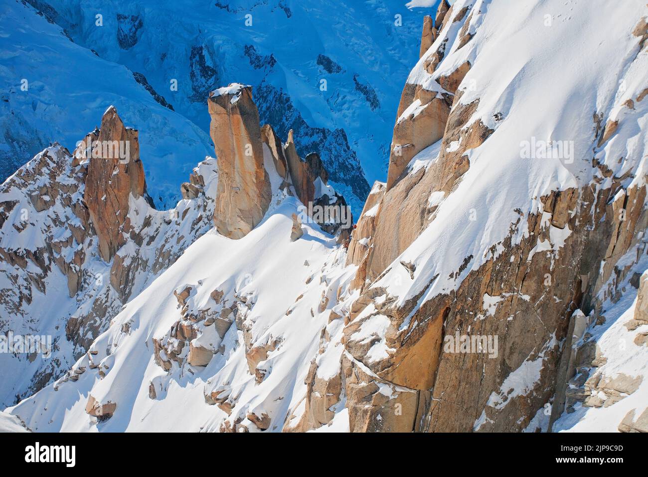 The Aiguille du Midi (3,842 m), mountain in the Mont Blanc massif ...