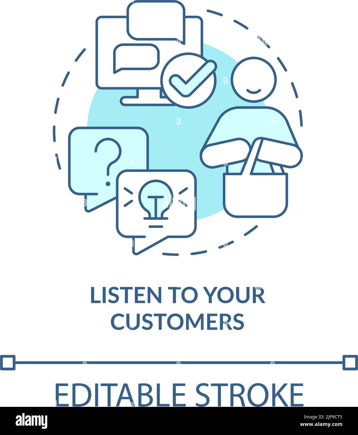 Listen to your customers turquoise concept icon Stock Vector Image ...