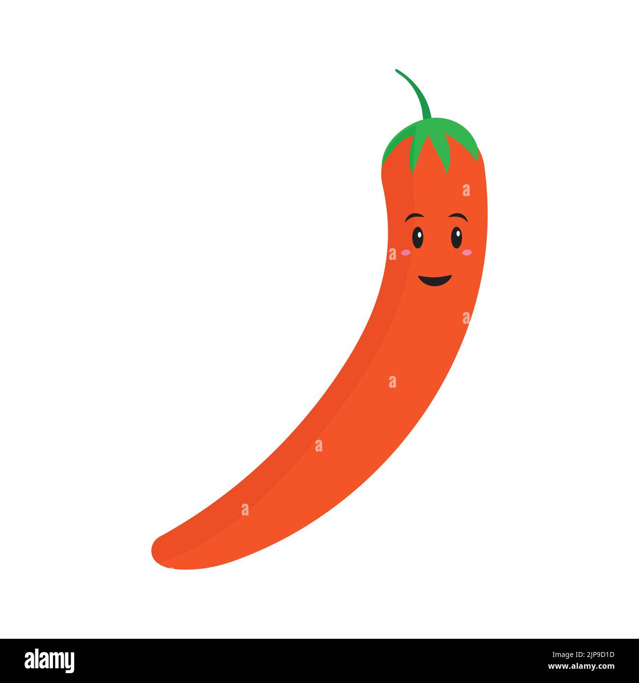 Flat Vector Of Happy Red Chili Cartoon Character. Stock Vector