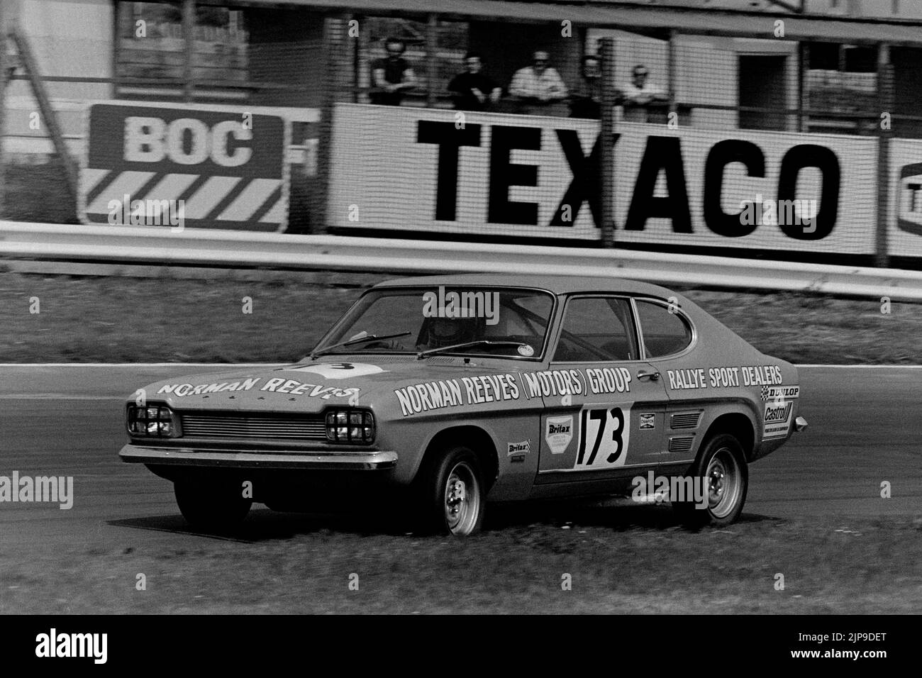 Dave Brodie's MK1 Capri at the Castrol Production Saloon Car Championship round at Brands Hatch in 1972. Stock Photo