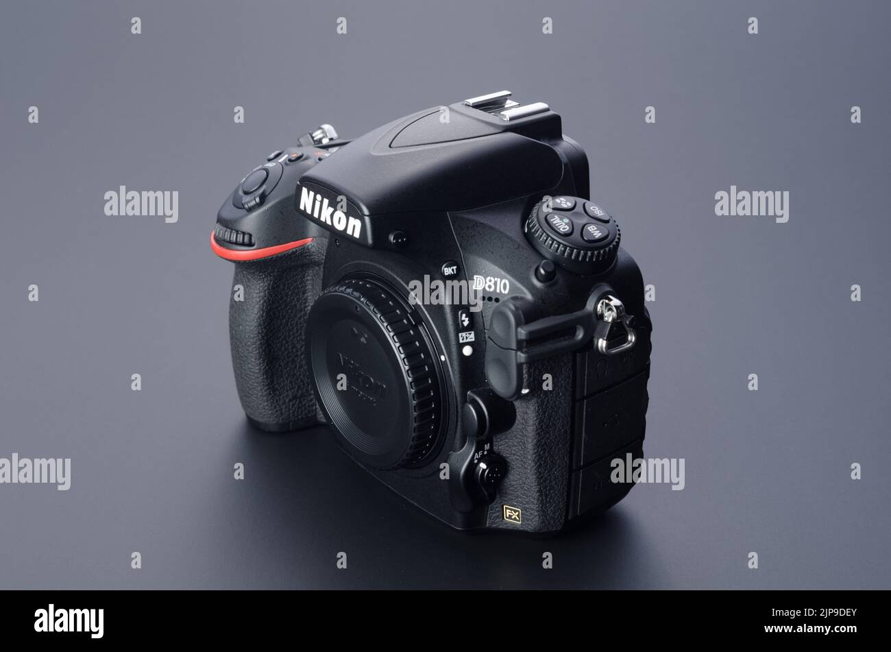Nikon D810 professional DSLR digital camera without lens attached on dark  background Stock Photo - Alamy