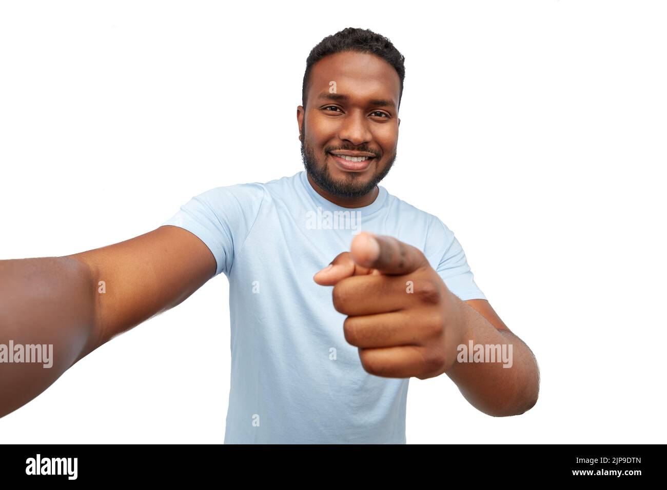 smiling young african american man taking selfie Stock Photo
