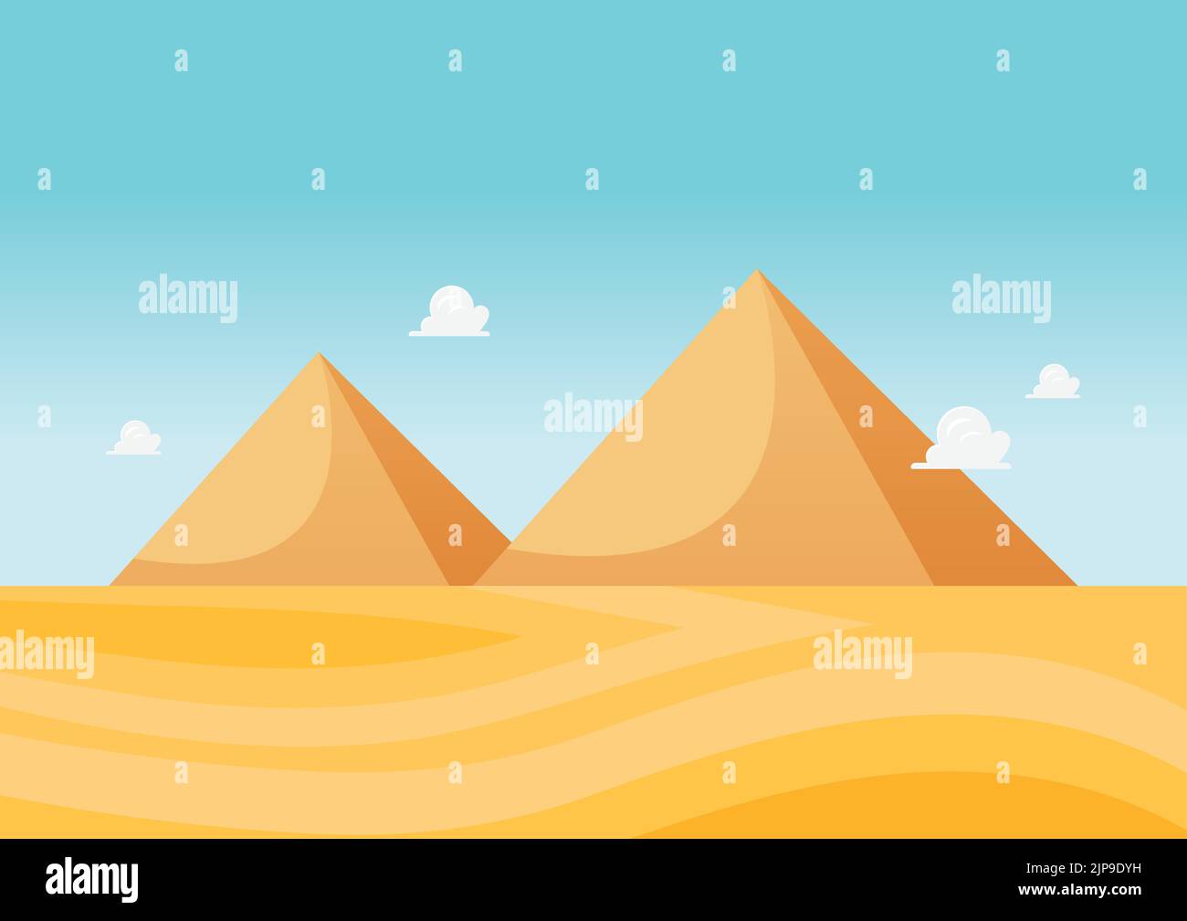Great pyramids in the desert. Egypt pyramids landscape. Vector illustration Stock Vector