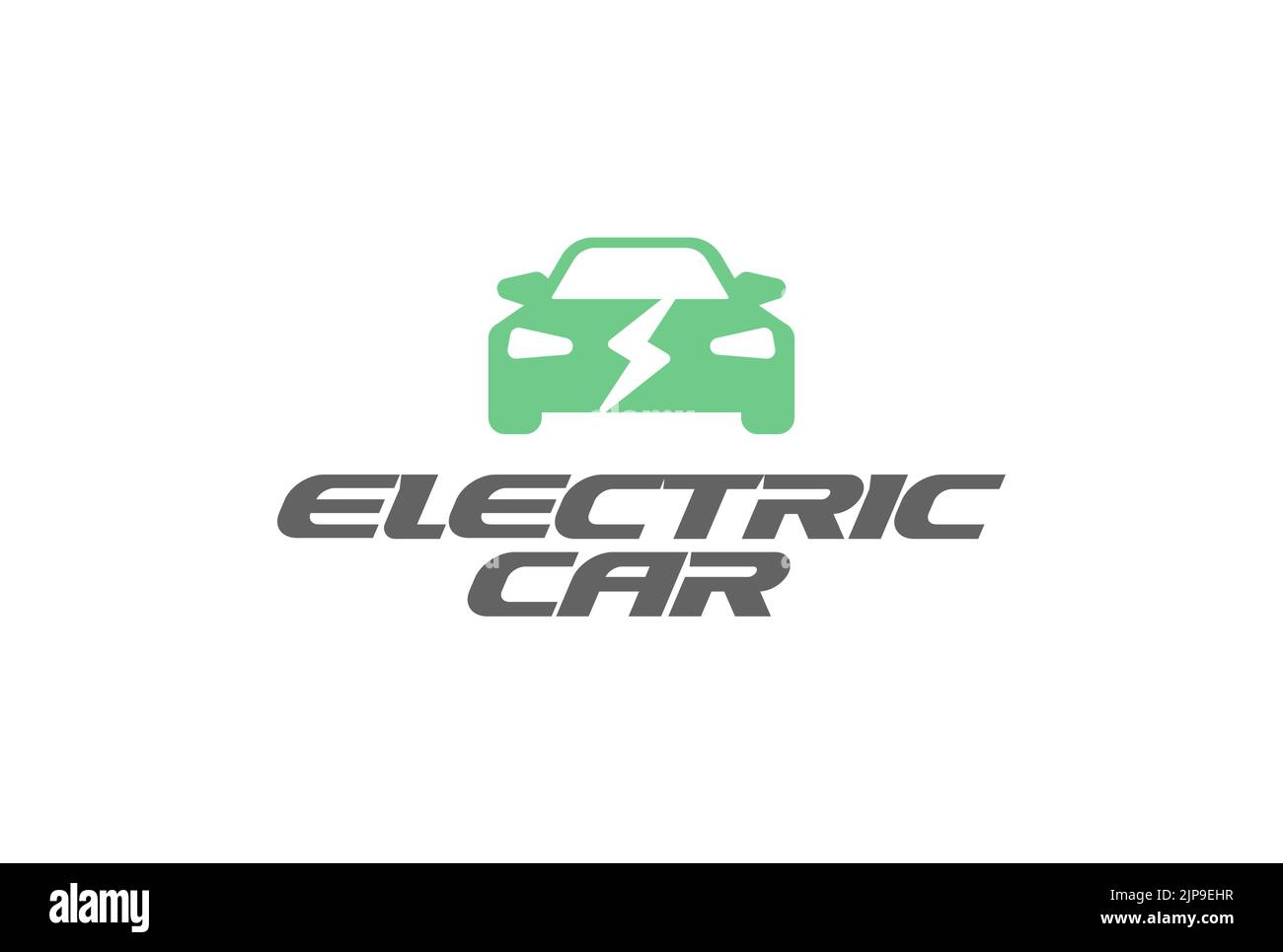 Electric car logo concept, flat cartoon icon. Automotive vector logotype for electric transport and charger logotype. Abstract label. Vector Stock Vector