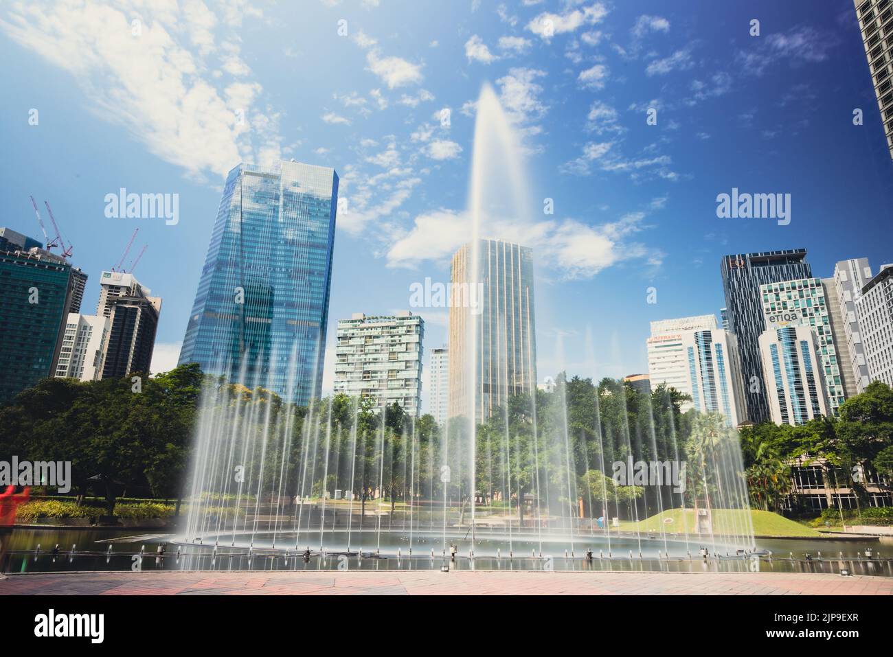 Kuala Lumpur, Malaysia August 13, 2022 The KLCC Park with the water