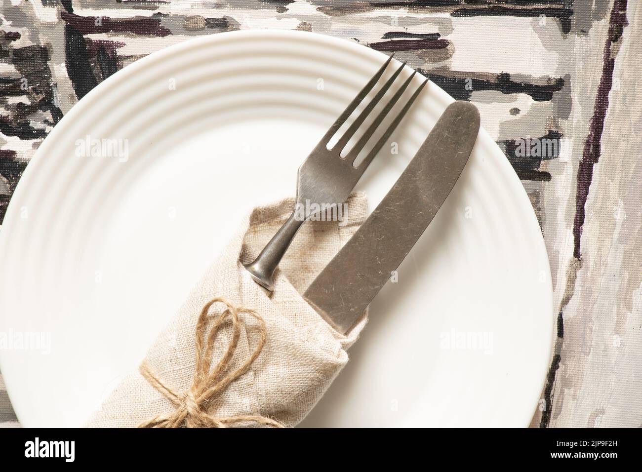 Black napkin with fork and knife hires stock photography and images Alamy