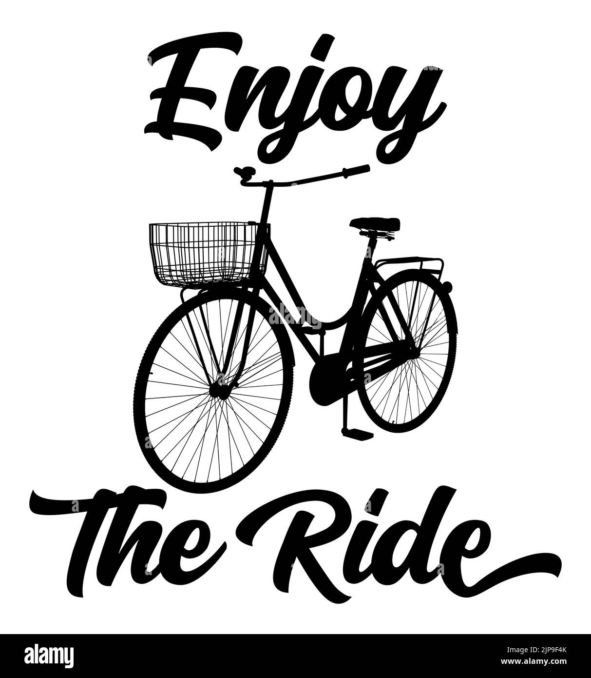 Posterstyle graphic illustration of an old bicycle with the caption