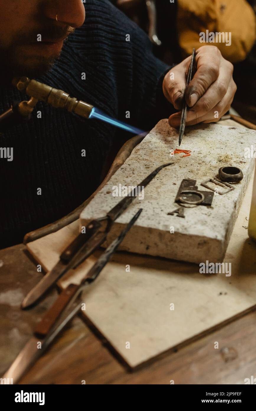 Lötpinzette Mit Ringhalterung - Edelstahl Pinzette Für Schmuckhandwerk