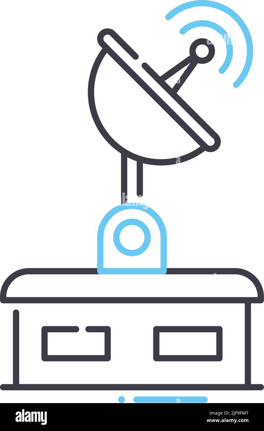 satelite dish line icon, outline symbol, vector illustration, concept sign Stock Vector